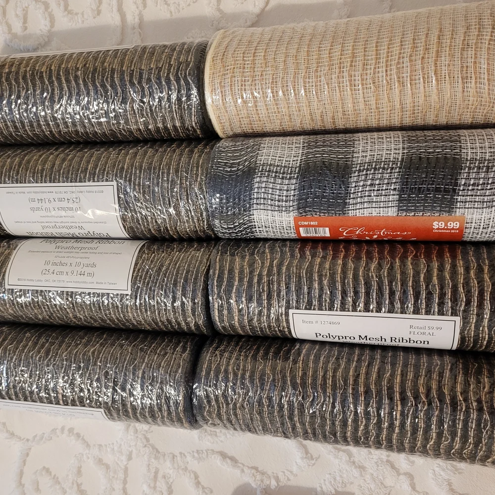 Hobby Lobby Black/white, Black/tan Mesh Rolls, Craft Supply, Wreath Supplies